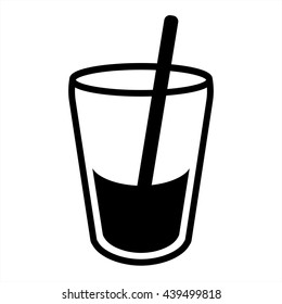 glass with straw black simple icon