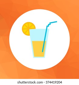 Glass with straw and citrus  slice