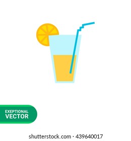 Glass with straw and citrus  slice