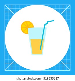 Glass with straw and citrus  slice
