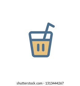 A glass with a straw icon. Isolated on white background - Vector