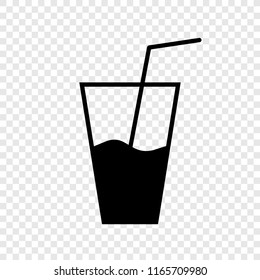 Glass with straw icon on transparent background