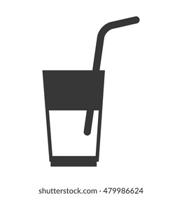 glass with a straw silhouette