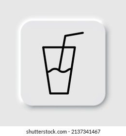 Glass with straw simple icon vector. Flat desing. Neumorphism design.ai