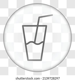 Glass with straw simple icon vector. Flat design. Glass button on transparent grid.ai