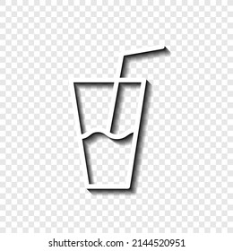 Glass with straw simple icon vector. Flat desing. White with shadow on transparent grid.ai