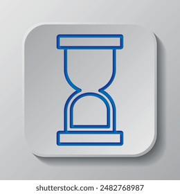 Glass with straw simple icon vector. Flat design. Paper cut design. Cutted blue symbol with shadow. Gray badge button, gray background.ai