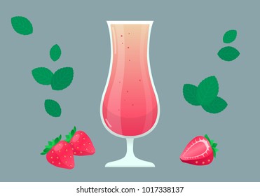 A glass of strawberry juice.