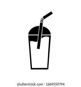 a glass with a straws icon on white background