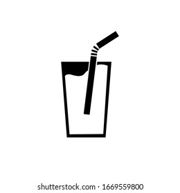 a glass with a straws icon on white background