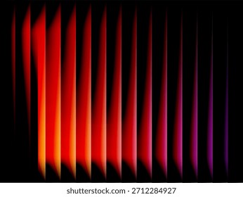 Glass stripes neon effect abstract colorful background with vertical lines vector