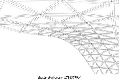 Glass structure, modern architecture concept 3d