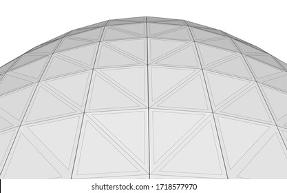 Glass structure, modern architecture concept 3d