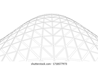 Glass structure, modern architecture concept 3d
