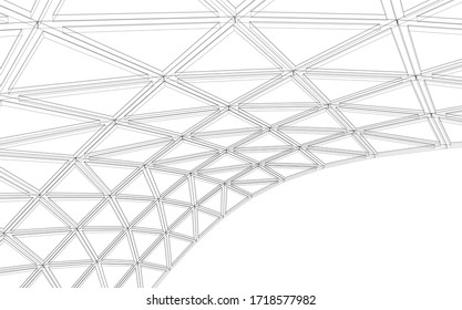Glass structure, modern architecture concept 3d