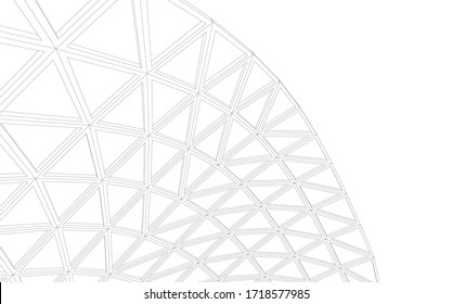 Glass structure, modern architecture concept 3d