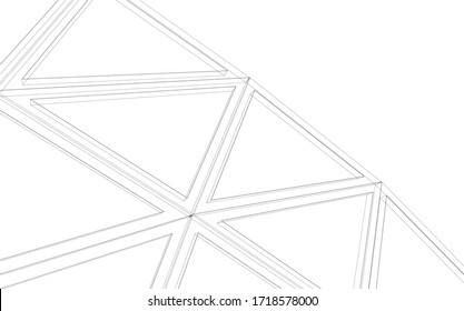 Glass structure, modern architecture concept 3d