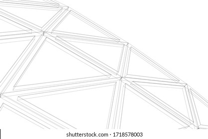 Glass structure, modern architecture concept 3d