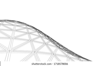 Glass structure, modern architecture concept 3d