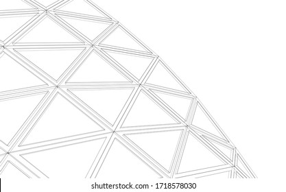 Glass structure, modern architecture concept 3d