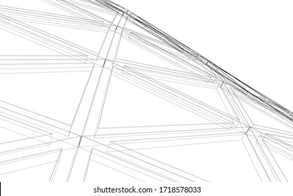 Glass structure, modern architecture concept 3d