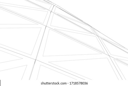 Glass structure, modern architecture concept 3d