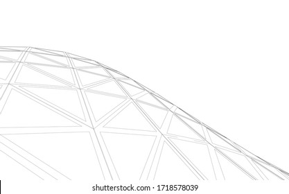 Glass structure, modern architecture concept 3d