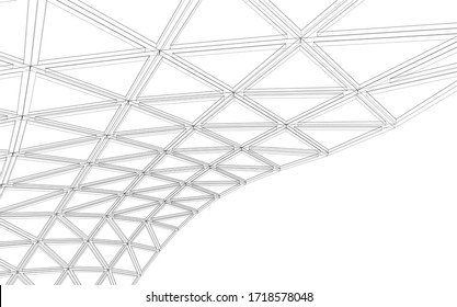 Glass structure, modern architecture concept 3d