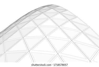 Glass structure, modern architecture concept 3d