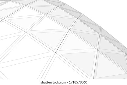 Glass structure, modern architecture concept 3d