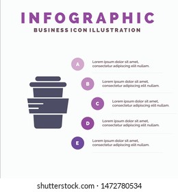 Glass, Study, Drink Solid Icon Infographics 5 Steps Presentation Background