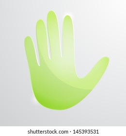 Glass style green hand sign