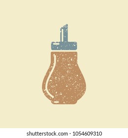 Glass sugar dispenser. Flat vector in retro style