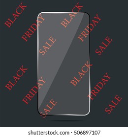 glass surface for cell phone Black Friday sale inscription vector