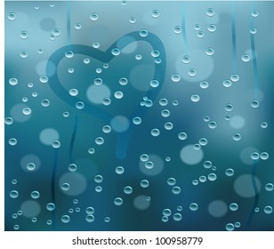 Glass surface with water drops