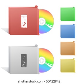 Vidrio con comprimidos. Caja con disco compacto.