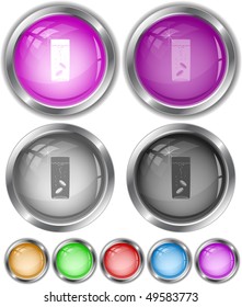 Glass with tablets. Vector internet buttons.
