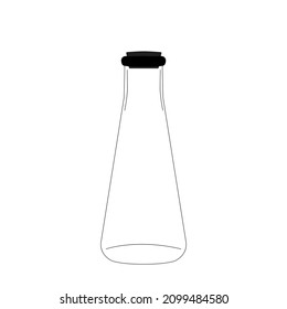 Glass Tapered Bottle 12 oz with Cork Stopper,flat icon design vector