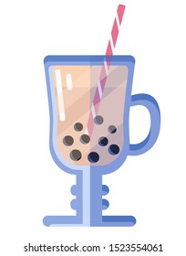 Glass of tapioca pearl with milk