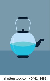 glass tea pot vector