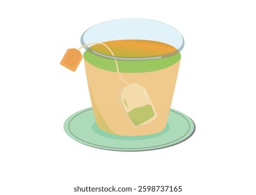 A glass of tea water with tea bags. Tea making process with tea bags.