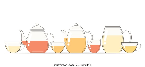 Glass teapot and cup vector illustration