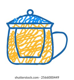 glass with teapot doodle icon sketch vector. glass with teapot sign. isolated symbol illustration