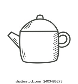 Glass teapot doodle sketch style clip art