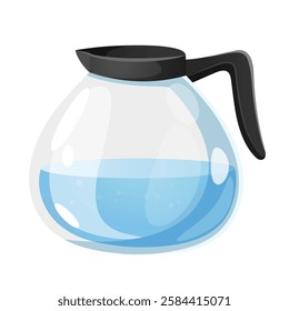 Glass teapot full of water isolated on white background. 