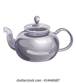 Glass teapot. Hand drawn vector illustration, isolated on white background.