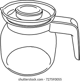 Glass teapot hand-draw Sketch doodle black and whit