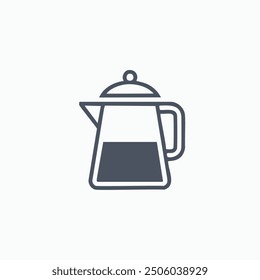 Glass teapot icon design. Simple line art illustration of a glass teapot, ideal for kitchen and beverage-related designs.