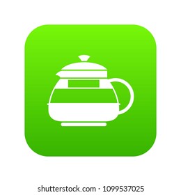 Glass teapot icon digital green for any design isolated on white vector illustration