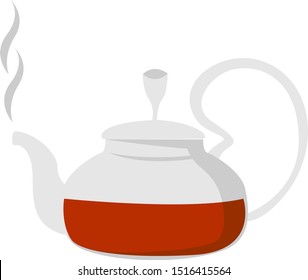 Glass teapot, illustration, vector on white background.